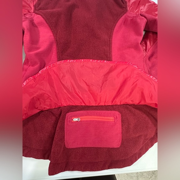 A267 Lululemon Pedal Power Jacket Burgundy Red Wine Sz 4 peplum fleece - Picture 14 of 15